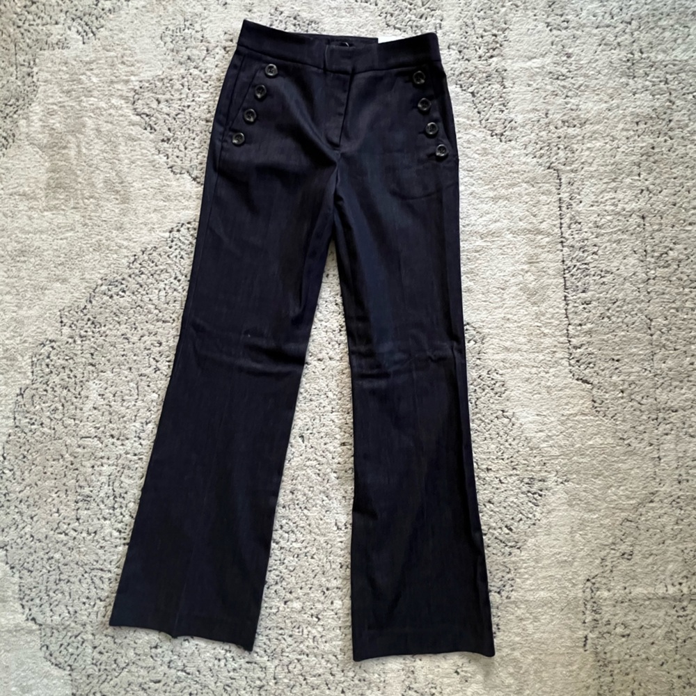 High-Waist Black Button-Detail Pants